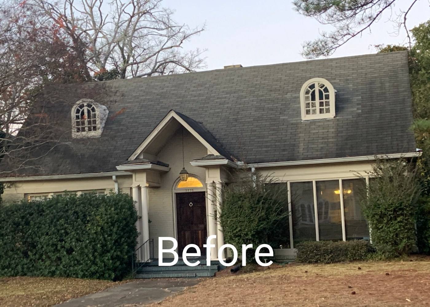Before: a Cape-style house with a worn, dark old roof